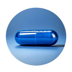 Blue glowing capsule futuristic medicine concept healthcare pharmaceutical science innovation biotech supplement digital modern picture