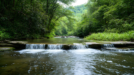 Obraz premium Forest Creek Waterfall Landscape