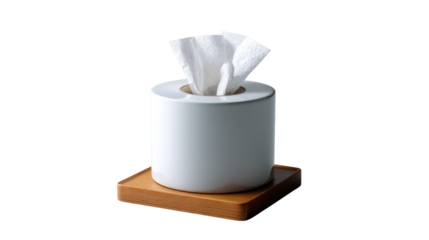 Tissues dispenser: An elegantly simple dispenser, holds clean and fresh tissues, nestled on a wooden base. The perfect blend of form and function for everyday needs.