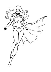 Manga Superheroine Line Art .