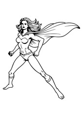 Manga Superheroine Line Art .