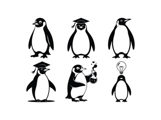Obraz premium Smart Penguin Thinkers, Vector Designs