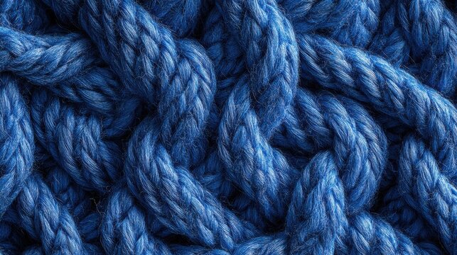 Soft chenille threads in shades of blue intertwine to create a delicate and cozy closeup texture