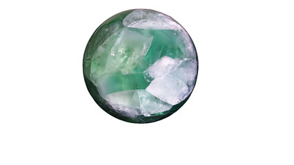 緑色フローライトの結晶球　背景透過
