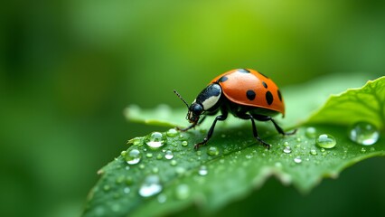 Fototapeta premium ladybug on leaf