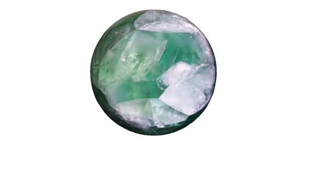 緑色フローライトの結晶球　背景透過