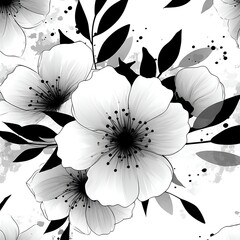 Artistic Floral Array Featuring Exquisite White Blossoms and Delicate Black Accents on a Soft Backdrop.