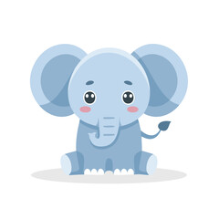 Vector Illustration of a Elephant , Cute Animal Joyful Sitting Character for decor.