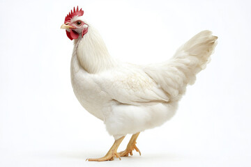  chicken with white feathers on white background