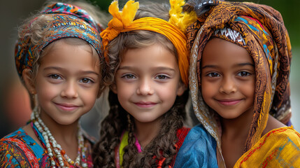 Three Girls in Cultural Dress at Berlin Karneval der Kulturen