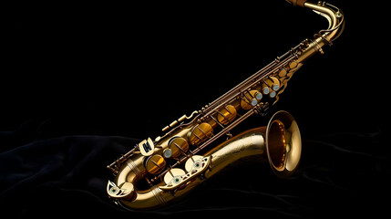 Fototapeta premium Golden Saxophone On Black Background