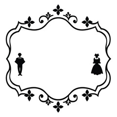 silhouette trendy vintage whimsical borders for on white background