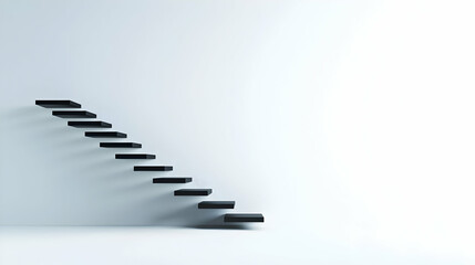 Isolated Black Staircase on White Background for Minimalist Design