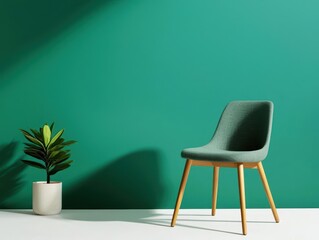 Fototapeta premium A chic dining chair upholstered with upcycled linen and structured with bamboo