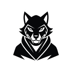 Silhouette art illustration mascot logo of wolf head wearing hoodie.eps