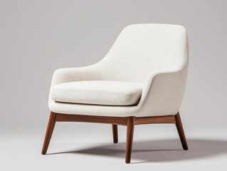 Fototapeta premium An exquisite lounge chair covered in ecofriendly wool and framed with reclaimed mahogany