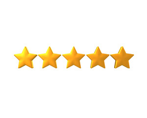 Premium Five Star Feedback Rating 3D Icons for Quality Service and Customer Review