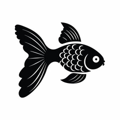 Beautiful Gold fish vector silhouette illustration isolated on white background