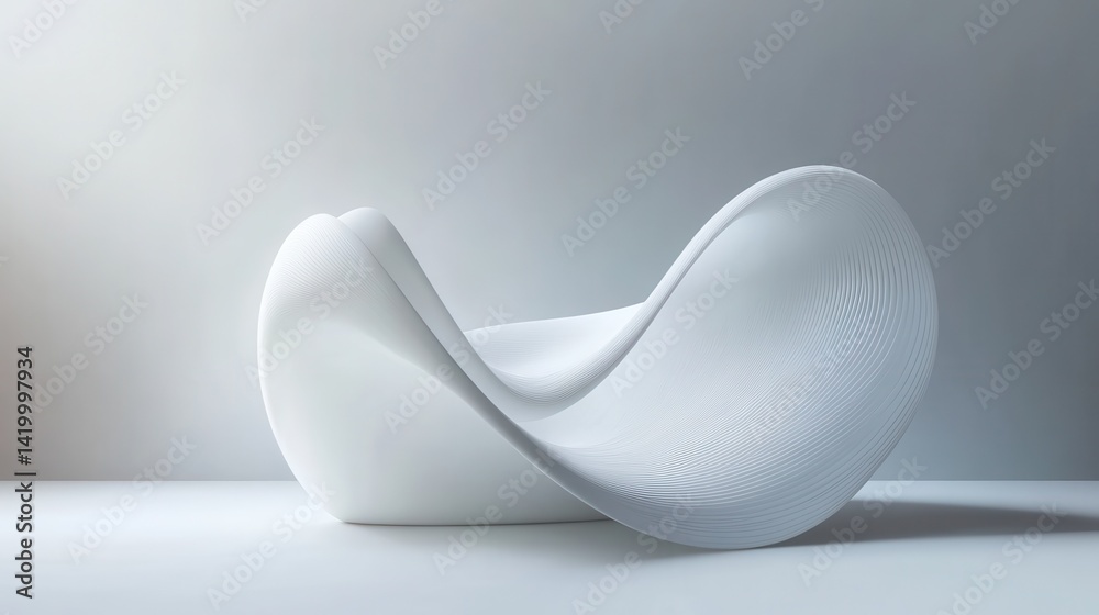 Poster white gradient abstract curve pattern on gray background.