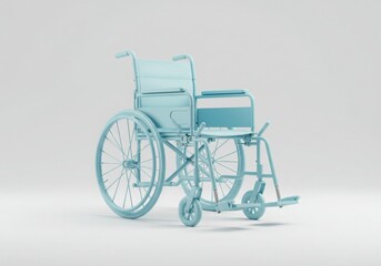 Light blue rendering of a wheelchair isoleted on white background