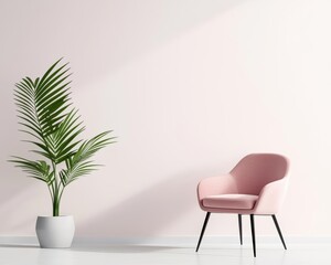 Fototapeta premium Luxurious armchair upholstered with recycled velvet, set in a stylish ecofriendly interior