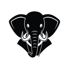 Silhouette art illustration mascot logo of elephant head wearing oversized tee.eps