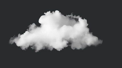 Fluffy white cloud animation isolated asset, transparent 4K video, alpha channel, ProRes 4444