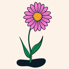Doodle spring colorful flower element. Cartoon isolated vector illustration.