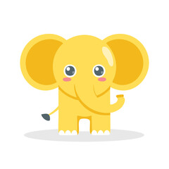 Vector Illustration of a Elephant , Cute Animal Joyful yellow colored Character.
