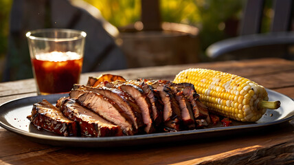 Sliced Barbecue Brisket with Seasoned Black Pepper Crust 