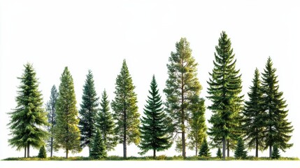 Fototapeta premium Green Trees isolated on white background.are Forest and foliage in summer for both printing and web pages with cut path and alpha channel