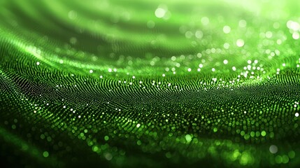 Abstract green wave pattern with shimmering light effects