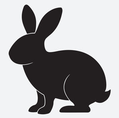 rabbit silhouette vector art illustration, black rabbit vector illustration