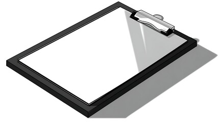 Blank Clipboard Illustration with Clip for Notes Document Paper Ready for Text and Data Display