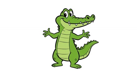 Obraz premium Friendly cartoon crocodile illustration happy reptile character design cheerful green mascot