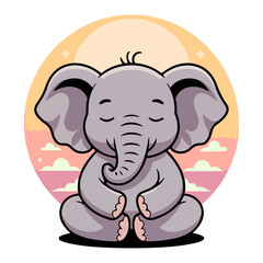 cartoon elephant doing yoga