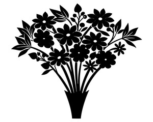 Beautiful Flower bouquet vector silhouette illustration isolated on white background
