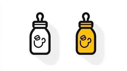 Obraz premium Baby Bottles Icon Pair
