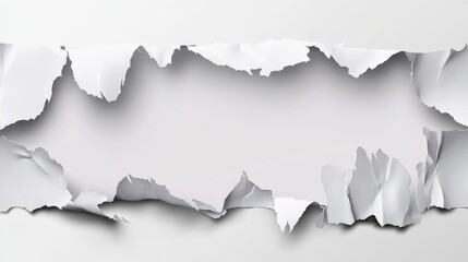 Obraz premium Ripped paper banner with a blank center area.