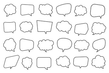 Obraz premium Set of Hand Drawn Speech Bubble Outlines – Comic Style Blank Chat Balloons Collection