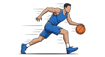 Naklejka premium Basketball Player Dribbling Ball