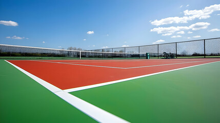 Obraz premium Outdoor Sports Court With Red And Green Surfaces