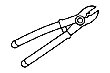 Bolt Cutter Line Art Vector Illustration