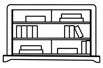 Bookshelf Line Art Vector Illustration