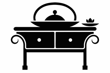 Changing Table Black Silhouette Vector Illustration