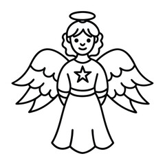 Fototapeta premium Black and White Angel Illustration for Christmas and Holiday Themes
