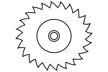 Circular Saw Blade Line Art Vector Illustration