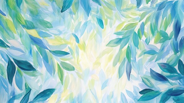 Luminous Leaves An abstract symphony of teal green and yellow foliage