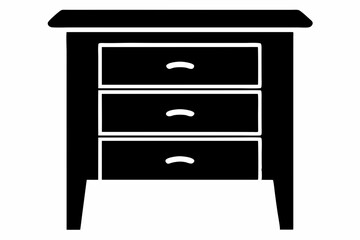 Desk Drawer Unit Black Silhouette Vector Illustration