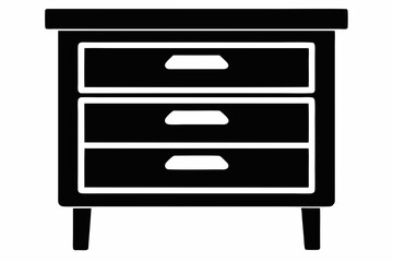 Desk Drawer Unit Black Silhouette Vector Illustration